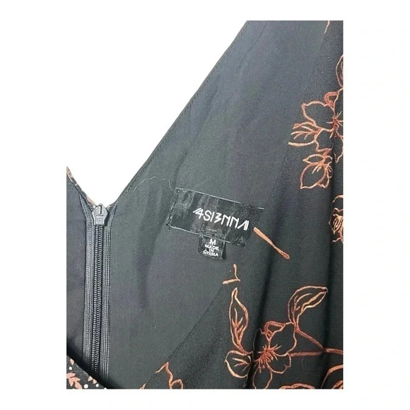 1499. 4SI3NNA ANTOINETTE FLORAL COLORBLOCK MIDI LENGTH DRESS MEDIUM PINK/BLACK - Picture 7 of 11